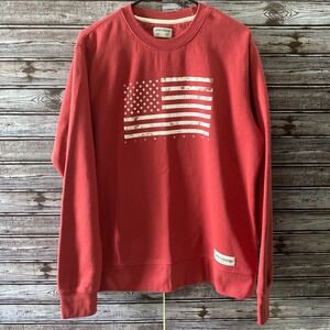 Life Is Good Men's Sweatshirt Sz L Long-Sleeved Pullover‎ Red American Flag Logo